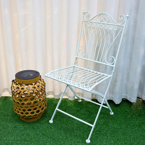 Chaises de salle à manger pliantes carrées en <span class=keywords><strong>fer</strong></span> <span class=keywords><strong>forgé</strong></span> pour l'<span class=keywords><strong>extérieur</strong></span> Bistro Cafe Vintage - Product Image 6