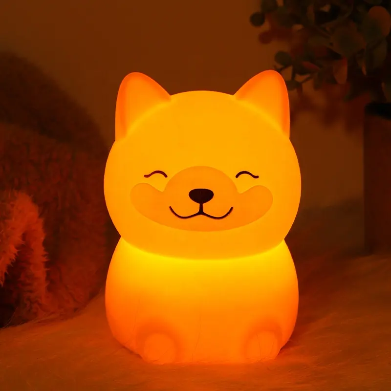 Biumart USB Shiba Inu ánh sáng ban đêm ngủ đèn sạc cảm ứng ánh sáng Silicone ánh sáng ban đêm cho trẻ em phòng ngủ