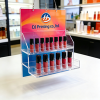 Présentoir en acrylique personnalisé avec graphismes et dimensions sur mesure, organisateur de comptoir à niveaux avec impression personnalisée pour cosmétiques et vente au détail
