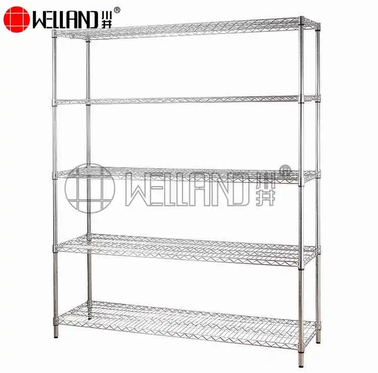 Bán Buôn 5-Kệ Kho Kệ Đơn Vị Lưu Trữ Chrome Bạc Dây Kim Loại Giá