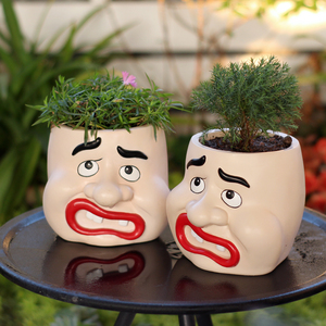 <span class=keywords><strong>Pot</strong></span> de fleurs fantaisie à visage d'expression de dessin animé, <span class=keywords><strong>pot</strong></span> à succulentes unique <span class=keywords><strong>en</strong></span> résine <span class=keywords><strong>en</strong></span> forme de tête, <span class=keywords><strong>pot</strong></span> décoratif ludique pour la maison, le jardin et le bureau - Product Image 4
