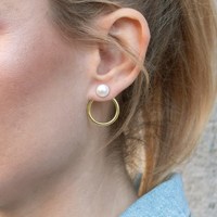 Boucles d'oreilles Zooying à double cercle avec perles, design avant et arrière