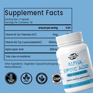 Complément alimentaire d'acide alpha-lipoïque 600 mg en capsules, marque privée OEM, pour les nerfs, l'énergie et les antioxydants - Product Image 2
