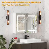 Miroir de salle de bain LED à température de couleur réglable (3 couleurs) avec rangement, anti-buée, fixation murale, prise de courant intégrée