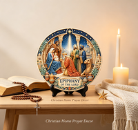 Plaque en résine personnalisée Épiphanie Trois Rois Catholique, impression UV 3D en relief, Étoile des Mages, Bethléem, objet religieux d'église, décoration artistique