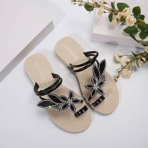 I-0605 Factory Flat Sandals Glitter Slippers <b>Women</b> Summer Sandals Butterfly Flops <b>Beach</b> Diamond Flat <b>Shoes</b> Outdoor Sandals - Product Image 5