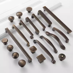 Diskon besar-besaran kenop laci tarik kabinet pegangan dapur kuningan antik warna kopi polos - Product Image 1