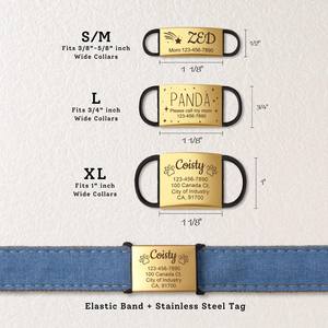 Etichetta per cani in Silicone impermeabile di alta qualità con nastro elastico in tessuto Anti-smarrimento con nastro adesivo per animali domestici inciso alla moda - Product Image 3
