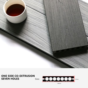 Achat en gros de carrelages de sol d'extérieur sans formaldéhyde Texture 3d Wpc Plancher cannelé Wpc Revêtement de terrasse pour hôtel - Product Image 4