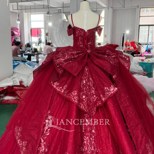 Robes de soirée pour femmes XS314 Vintage Rouge Décolleté Bardot Paillettes Perles Baleines - Product Image 5