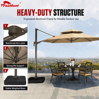 FEAMONT Aluminium-Rahmen Freiarm-Sonnenschirm Doppeldach Sonnenschutz Offset-Terrassenschirm für Strand- und Poolbereich
