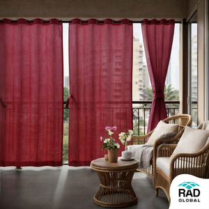 Robin Red <b>Eyelet</b> Outdoor <b>Curtains</b> 180 GSM with Rich Vibrant Red Shade and Light Filtering Fabric for Stylish Balcony Patio - Product Image 4