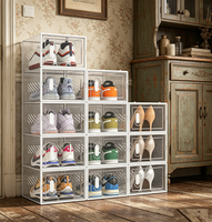 Boîte de rangement pour chaussures en PET épais, empilable, anti-poussière, transparente, écologique, durable, sécurisée, moderne, pour la maison
