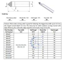 Fraise à granit 60 degrés V bit 120 3D, fraises de gravure PCD diamant pour granit et marbre, utilisation CNC