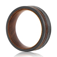 Martelé Noir Tungstène Bague De Mariage Bijoux En Bois