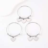 Bracelet extensible Ywyougang en acier inoxydable plaqué or avec pendentif cœur vierge pour gravure personnalisée, serti de pierres, bijou unisexe, cadeau