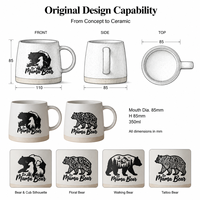 Tasse à café en céramique avec motif d'ours personnalisé, en grès, sérigraphiée, pour mère Produits en vrac