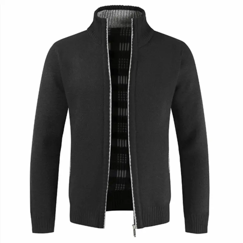 Wholesale Long Sleeve Winter Thick Full Zipper Fashionable Cardigan Knitted Sweater For Men Coat