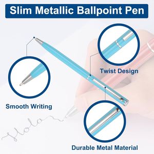 Custom Logo Promotion Slim Ballpoint <b>Pens</b> Bulk <b>Retractable</b> Metal Ballpoint <b>Pens</b> Set Writing Gift , Metallic Black Ink, 1 mm - Product Image 4