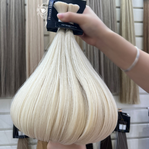 Herrera doble dibujado cabello crudo extensiones naturales a granel al por mayor sin procesar virgen Remy rubio platino para mayoristas de salón - Product Image 2
