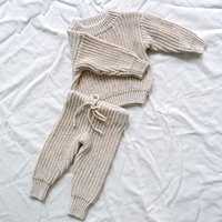 Vêtements pour bébé Pull épais en coton saupoudré + pantalon ample avec cordon de serrage Ensemble de 2 pièces Ensembles de vêtements pour garçon à tricoter