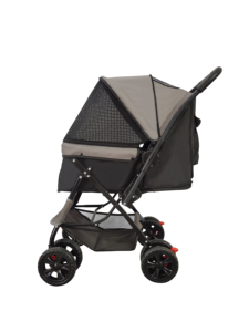 <span class=keywords><strong>Poussette</strong></span> <span class=keywords><strong>pour</strong></span> animaux de compagnie en tube d'acier portable avec double entrée, cordes de sécurité et grand stockage - Product Image 5
