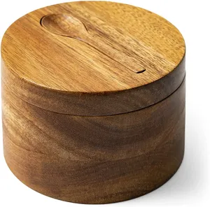 Scatola di bambù contenitore di bambù Duet contenitore di bambù con coperchio magnetico per riporre in sicurezza due scomparti per scatola di sale e spezie