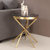 Bon prix table d'appoint pour salon, hôtel, maison, base en acier inoxydable plaqué or avec plateau en marbre, petite table d'appoint, mobilier d'intérieur