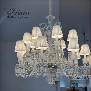 Factory Hot Selling Luxury Event Ceiling Decor Larger Shade 12 Head Crystal Chandeliers For Hotel