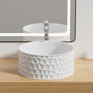 <span class=keywords><strong>Lavabo</strong></span> Moderno in Ceramica Ecologico, Elegante Lavandino da Appoggio con Installazione a Foro Singolo, Accessorio di Scarico a Leva per <span class=keywords><strong>Bagno</strong></span> - Product Image 1