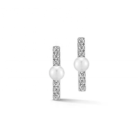 LOZRUNVE Desbloqueio Boucles d'oreilles clous en argent 925 classiques avec zircone pavée et perle d'eau douce, vente en gros