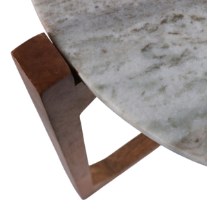 Tavolino rotondo con piano in marmo e base in legno per soggiorno, camera da letto, decorazione per la casa - Product Image 5
