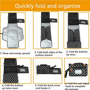 Ideal Busy Parents Portable Waterproof Baby Diaper Changing Pad Perfect Travel Changing Kit With Smart Wipes Pockets