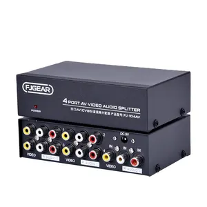 FJ-104AV Fjgear répartiteur audio vidéo 4 ports distributeur av 4 bouche lecture et lecture d'entrée audio et vidéo à sens unique