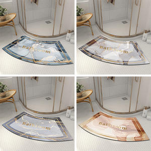 Alfombra de Baño Curva en Forma de U, de Fibra de Poliéster, Antideslizante, de Secado Rápido, con Diseño Impreso - Product Image 2