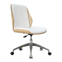 Chaise de bureau de direction moderne, blanche, réglable en hauteur, en cuir synthétique, pivotante, en métal, contreplaqué, aluminium - dossier de direction