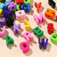 Perline acriliche colorate in stile cartone animato con foro grande, perline a forma di lettera, fatte a mano, per creazione di gioielli fai da te, catene per cellulari, portachiavi