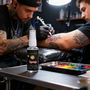 Etiqueta personalizada + oferta de muestra gratis-Crema de tatuaje sin dolor Serie de suministros de tatuaje en aerosol de 30ml, cuidado posterior de PMU para uso en estudio de arte - Product Image 1