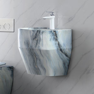 مرحاض سيراميك مربع مثبت على الحائط مع حوض غسيل يدوي للحمام ومجموعة مرحاض كاملة - Product Image 3