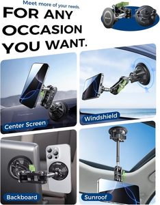 Support de téléphone de voiture extra long OEM ODM avec bras réglable sur 3 axes pour diffusion en direct et enregistrement vidéo, fixation magnétique à ventouse - Product Image 4