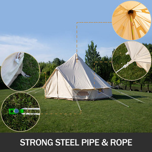 HOMFUL เต็นท์แกลมปิ้งติดผนัง <span class=keywords><strong>Yurt</strong></span>,เต็นท์สำหรับครอบครัวเต็นท์ทรงระฆังผ้าใบผ้าฝ้ายสำหรับกิจกรรมกลางแจ้งตั้งแคมป์ - Product Image 5