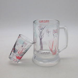 Mug en verre avec poignées, 300ml, chope à bière, tasse à fossette, Style allemand, 1 pièce - Product Image 5