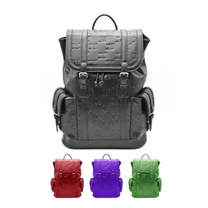 彩色奢华皮革旅行商务定制背包笔记本电脑包男士背包
