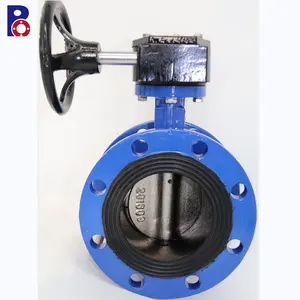 BS/AWWA standard PN10/PN16/CLASS 150 handle lever gear worm soft seat EPDM and PTFE double flange butterfly valve for water