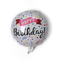 Vente en gros de ballons en feuille d'aluminium imprimés « Joyeux anniversaire » de 18 pouces, designs variés, ballons ronds en Mylar pour les fournitures de fête d'anniversaire