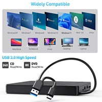 5 en 1 Ultra-mince Portable optique USB 3.0 lecteur de CD/DVD externe graveur de CD ROM graveur lecteur de disque externe ordinateur portable