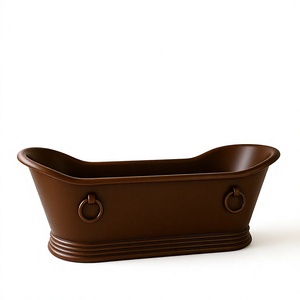 Baignoire ovale autoportante en fonte, finition marron, drain arrière, pour salle de bain, prix de gros - Product Image 3