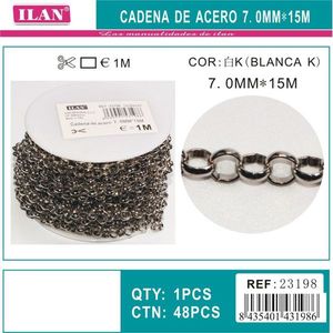 Catena in acciaio inossidabile 7 mm x 15 m colore bianco per artigianato e creazione di gioielli - Product Image 1