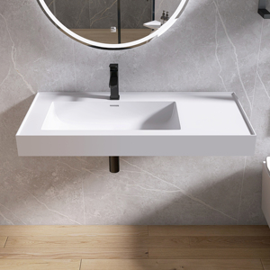 Lavabo mural de salle de bain de luxe blanc pour hôtel, pour lavabo simple, fabriqué par un fabricant de lavabos de salle de bain. - Product Image 1