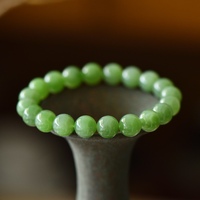 Natürliches Grünes Jade-Armband mit Runden Hetian-Perlen und Anhänger, 10mm, für Damen, Natürlicher Edelstein, Seltener Jade-Kristall